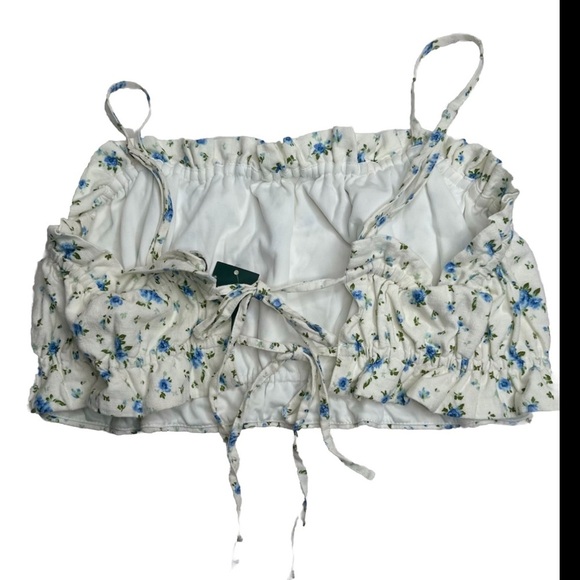 White Floral Cropped Tank Top Women’s Size XXL Wild Fable Target - Picture 3 of 11